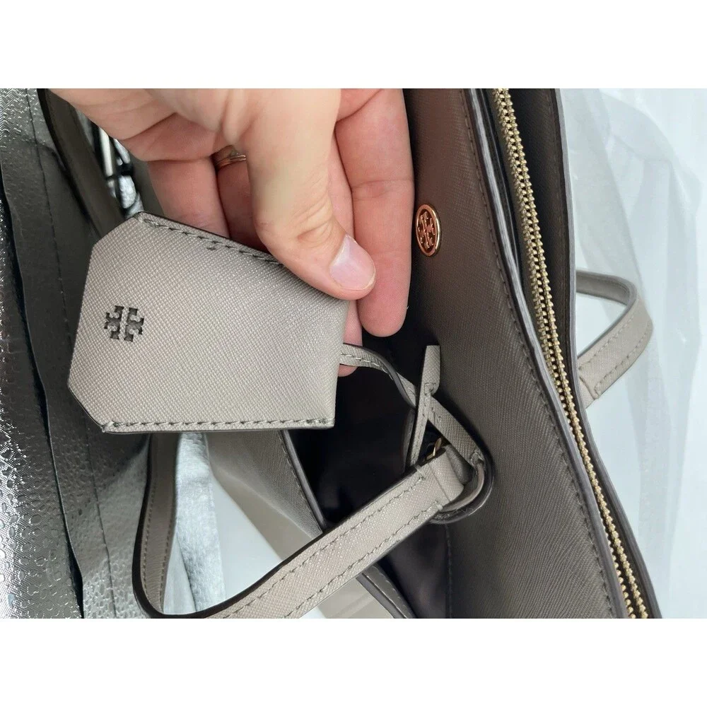 Tory Burch Robinson Tote Gray Heron (gray brown).